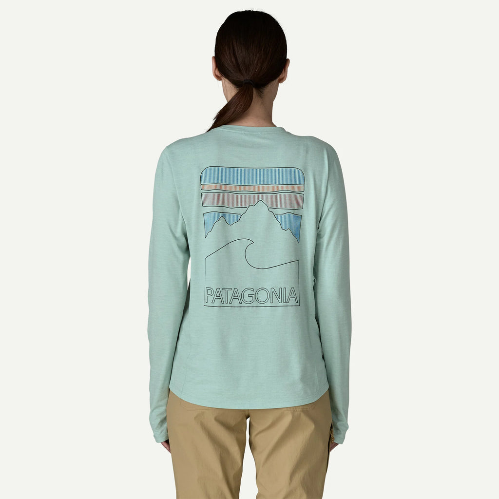 Patagonia x REAL W's L/S Cap Cool Peak Visions Sun Shirt-Thermal Blue