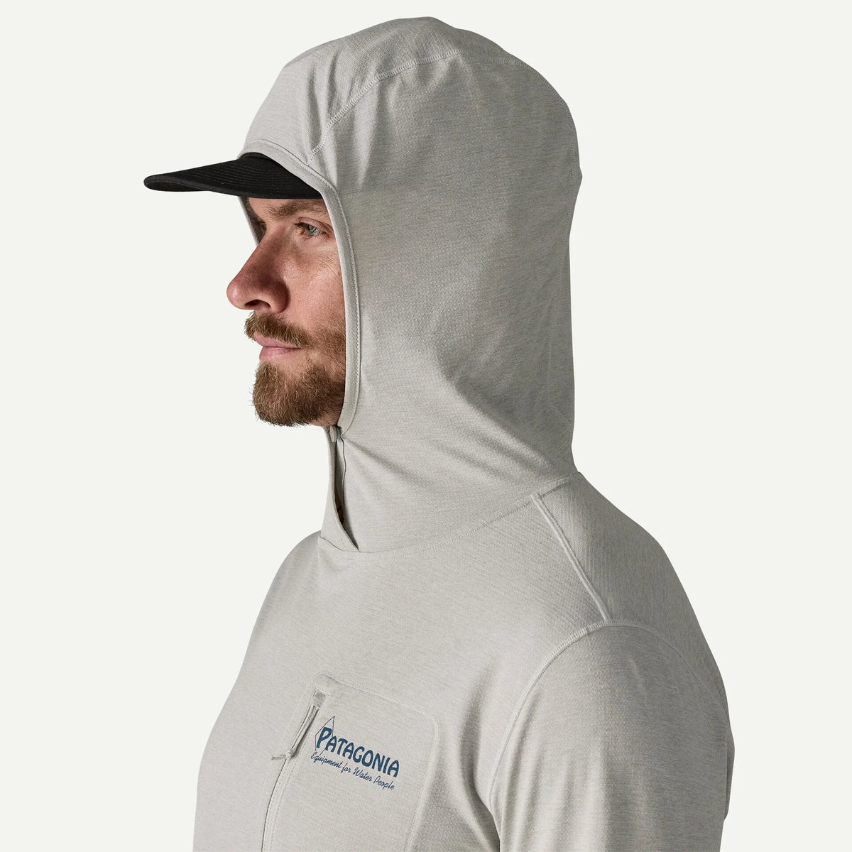 Patagonia x REAL Cap Cool Sun Hooded Water People Banner Sun Shirt-Crisp Grey