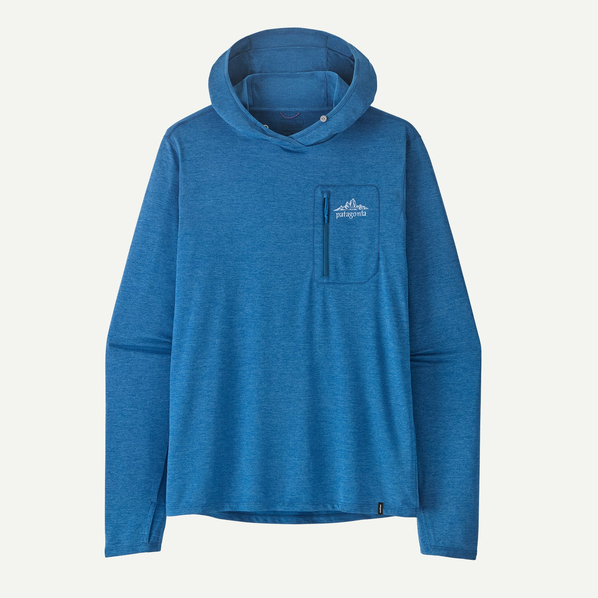 Patagonia x REAL Cap Cool Sun Hooded Cloud Crag Crest Sun Shirt-Aquatic Blue