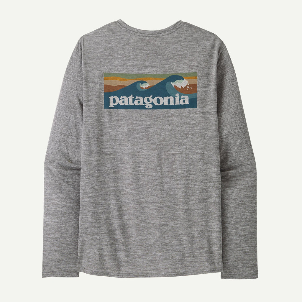 Patagonia Cap Cool Daily Graphic L/S Shirt-Abalone Blue: Feather Grey