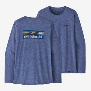 Patagonia Cap Cool Daily Graphic L/S Tee-Boardshort Logo: Current Blue X-Dye