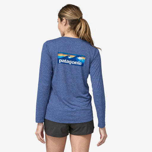 Patagonia Cap Cool Daily Graphic L/S Tee-Boardshort Logo: Current Blue X-Dye