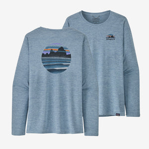 Patagonia Cap Cool Daily Graphic L/S Tee-Skyline Stencil: Steam Blue X-Dye