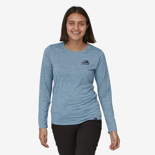 Patagonia Cap Cool Daily Graphic L/S Tee-Skyline Stencil: Steam Blue X-Dye