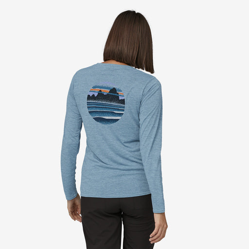 Patagonia Cap Cool Daily Graphic L/S Tee-Skyline Stencil: Steam Blue X-Dye