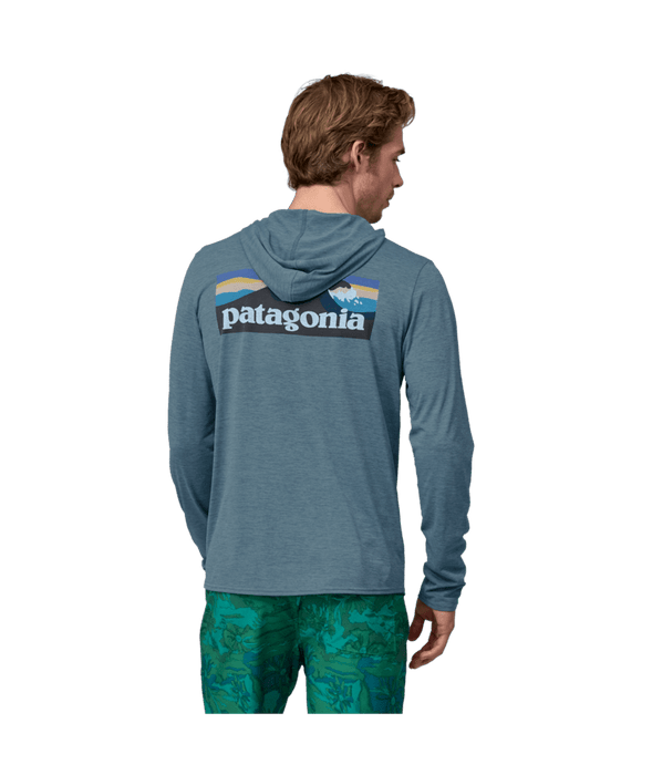 Patagonia Cap Cool Daily Graphic Hooded L/S Shirt-Boardshort Logo: Utility Blue X-Dye