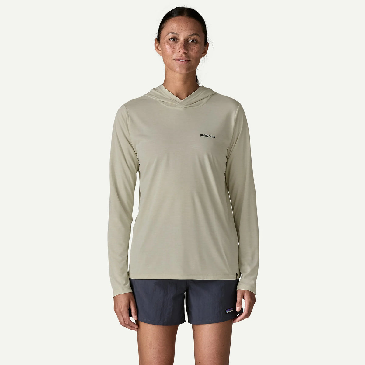 Patagonia x REAL W's Cap Cool Daily Hooded Sun Shirt-Dyno White