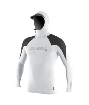 O'Neill Premium O'Zone L/S w/Hood Rashguard-Wht/Raven/Slate