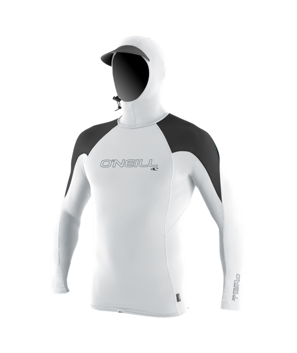 O'Neill Premium O'Zone L/S w/Hood Rashguard-Wht/Raven/Slate