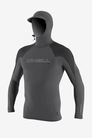 O'Neill Premium O'Zone L/S Hooded Rashguard-Smoke/Raven/Slate