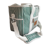 Local Beach Packable Canvas Stripe  Cooler-Green