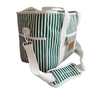 Local Beach Packable Canvas Stripe Cooler-Green