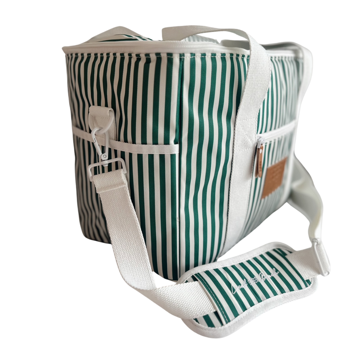 Local Beach Packable Canvas Stripe Cooler-Green