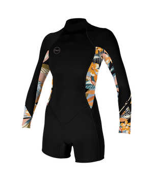 O'Neill Wmn's Bahia 2/1mm BZ L/S Springsuit-Blk/Demiflor/Demiflor