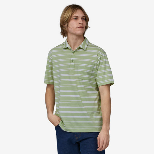 Patagonia Cotton in Conversion LW Polo Shirt-Mirror Stripe: Salvia Green