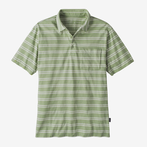 Patagonia Cotton in Conversion LW Polo Shirt-Mirror Stripe: Salvia Green