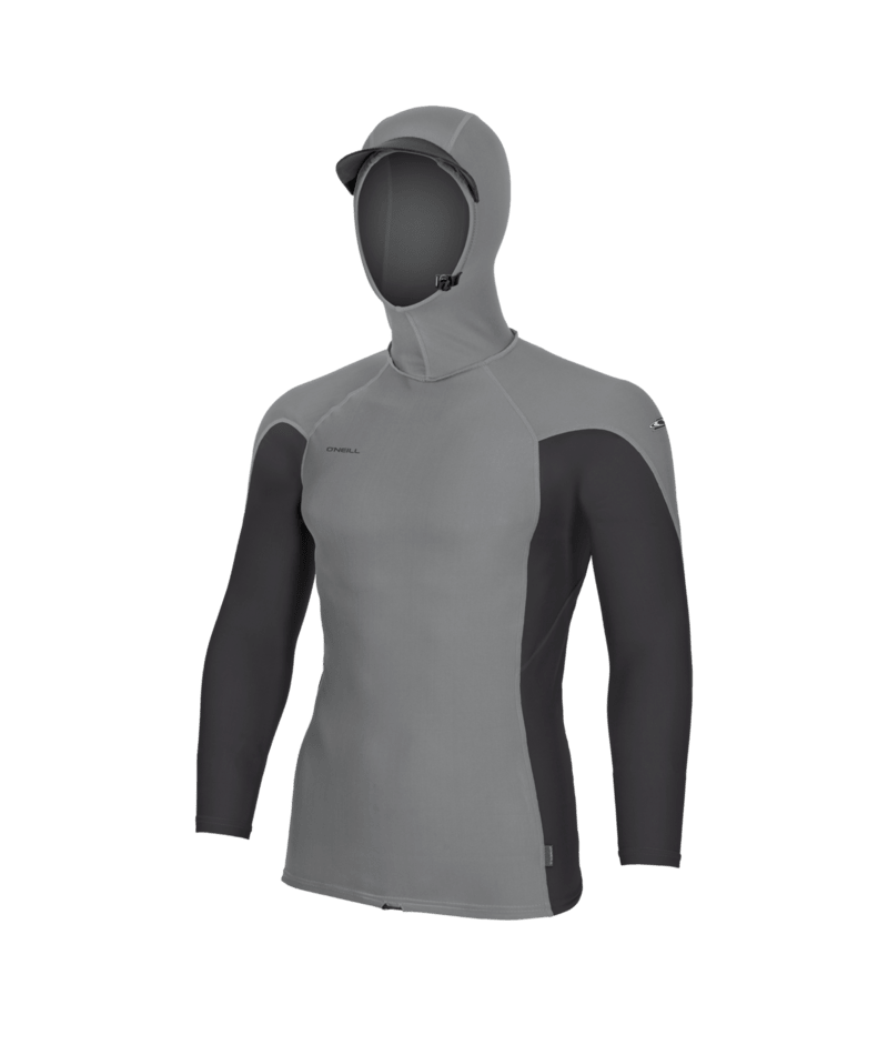 O'Neill Hyperfreak Skins O'Zone L/S Hooded Rashguard-Smoke/Tempsteel