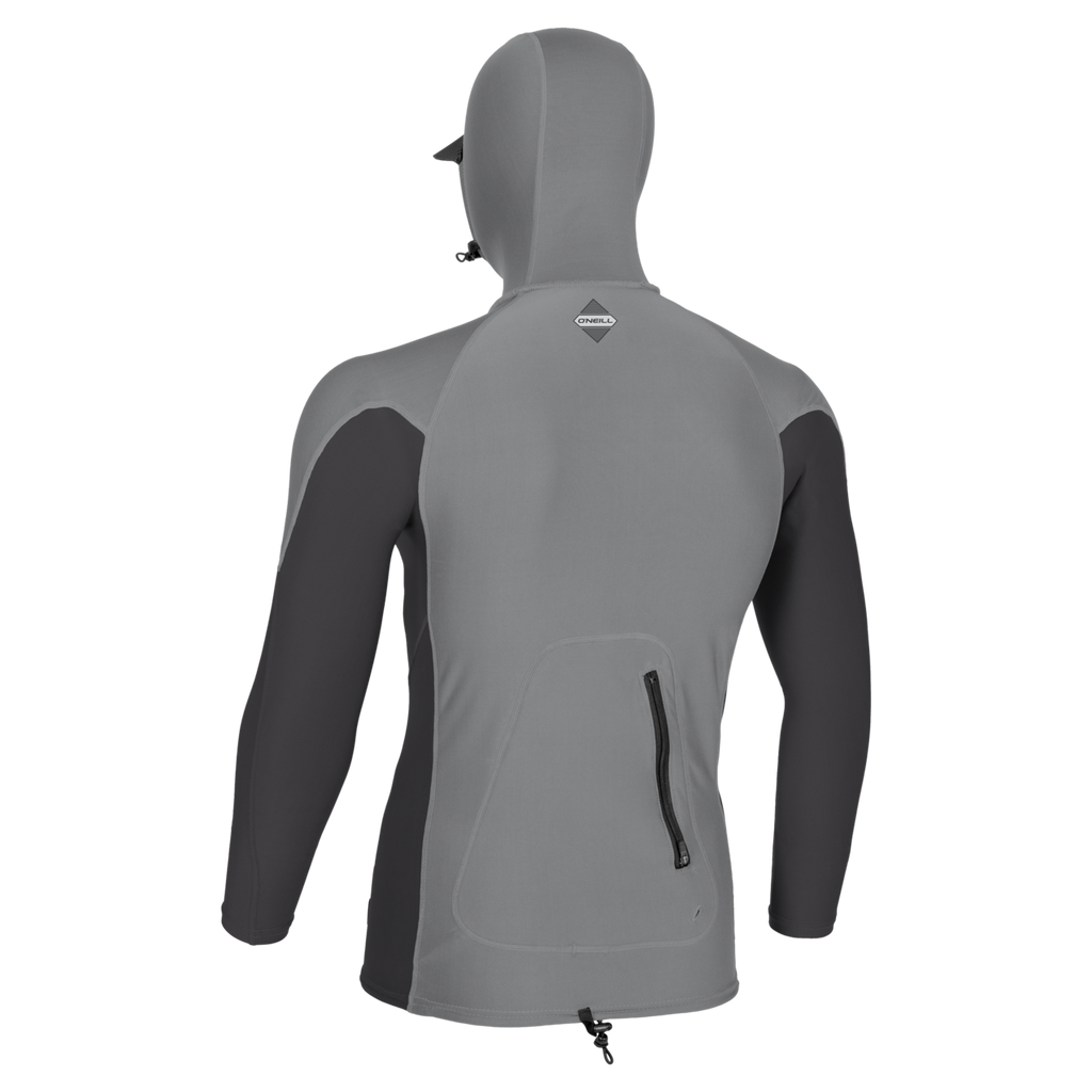 O'Neill Hyperfreak Skins O'Zone L/S Hooded Rashguard-Smoke/Tempsteel