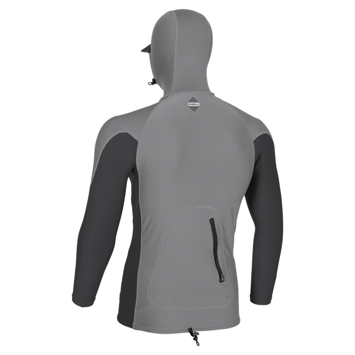 O'Neill Hyperfreak Skins O'Zone L/S Hooded Rashguard-Smoke/Tempsteel