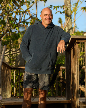 Outerknown Hightide Hooded Sweatshirt-Heather Indigo— Alternate View