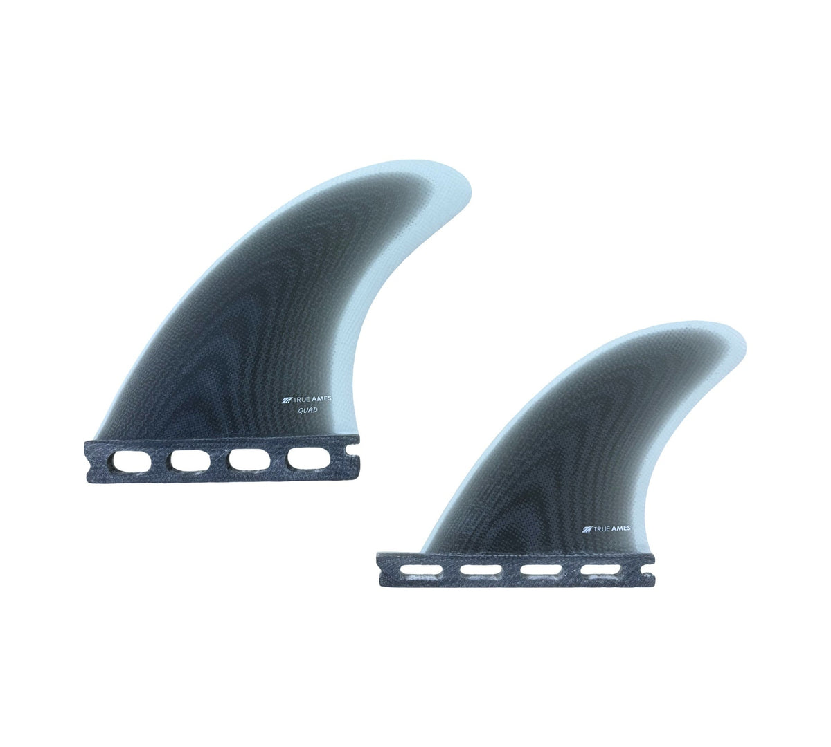 True Ames Fiberglass Quad Single Tab Fin Set-Smoke Clear