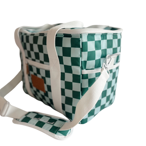 Local Beach Packable Canvas Checker Cooler-Green/Blue