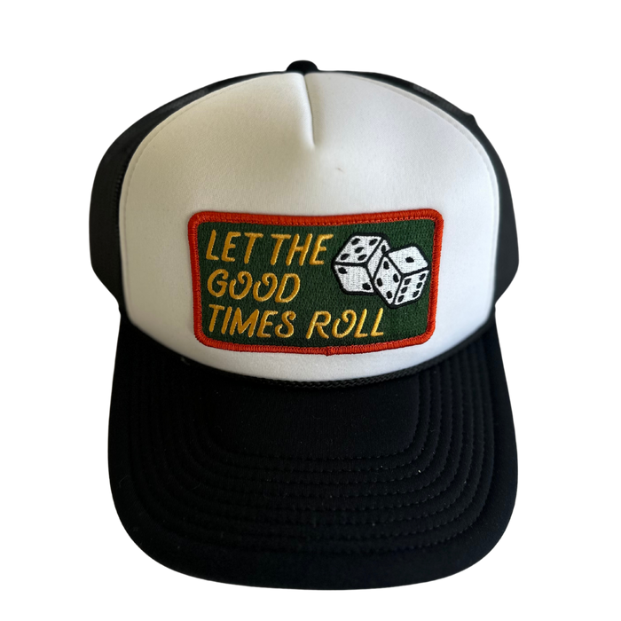 Local Beach Let The Good Times Roll Trucker Hat-Black/White
