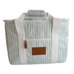 Local Beach Packable Canvas Stripe  Cooler-Pastel Blue