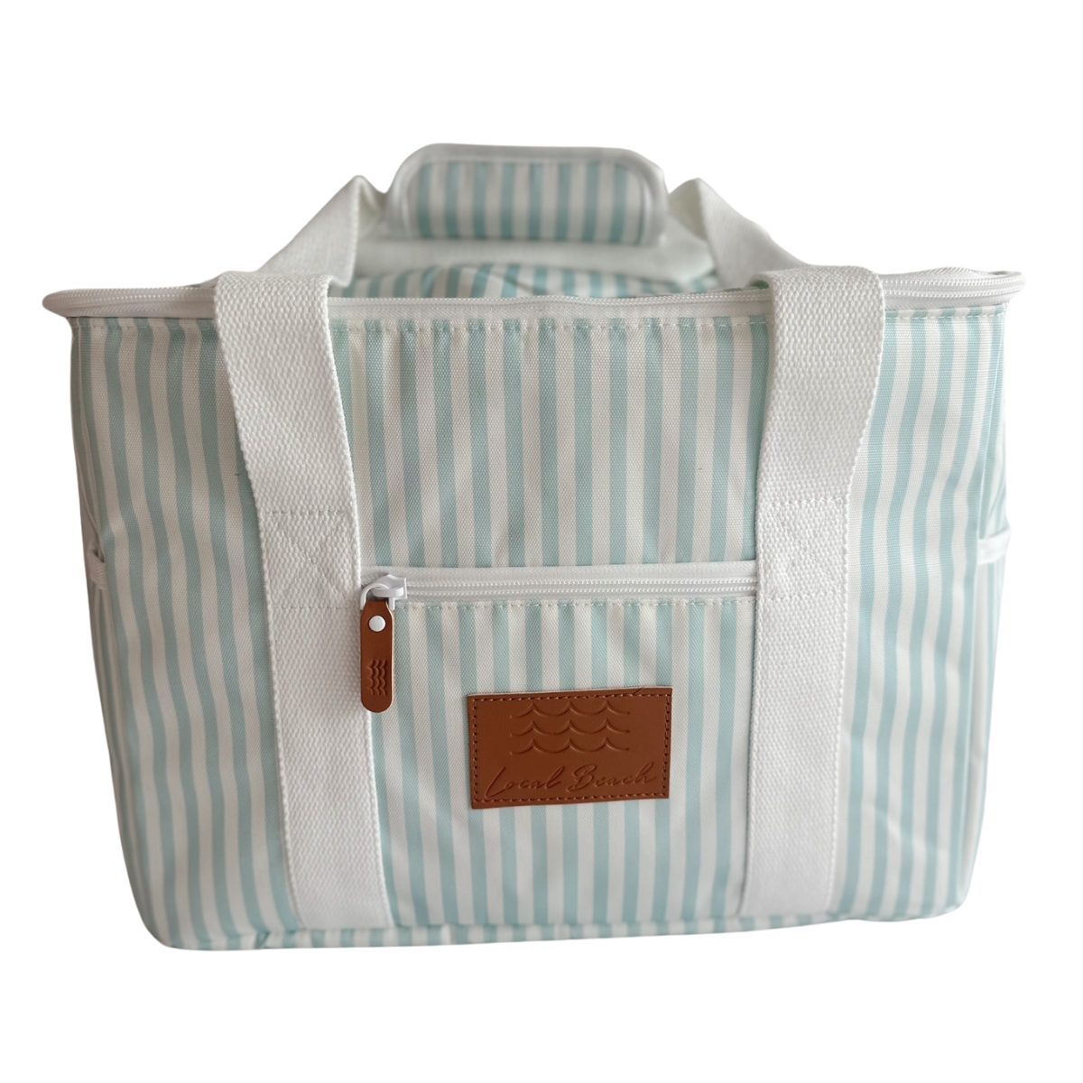 Local Beach Packable Canvas Stripe  Cooler-Pastel Blue