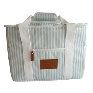 Local Beach Packable Canvas Stripe  Cooler-Pastel Blue
