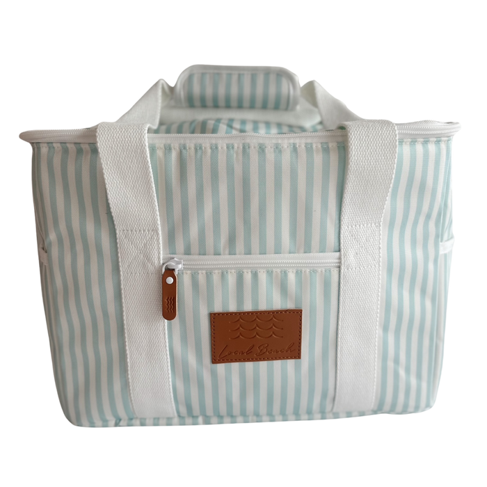 Local Beach Packable Canvas Stripe  Cooler-Pastel Blue