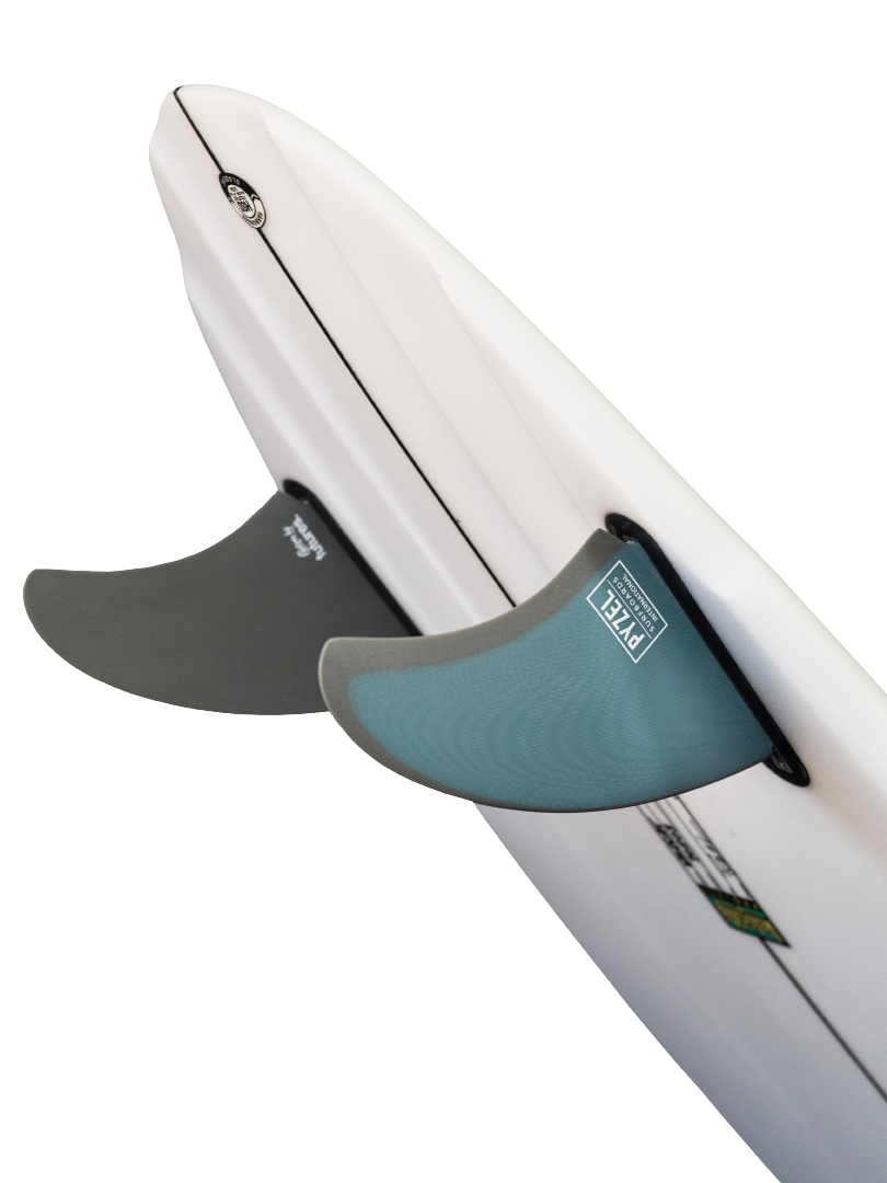 Futures Pyzel Bobcat Fiberglass Twin Fin Set-Blue/Grey