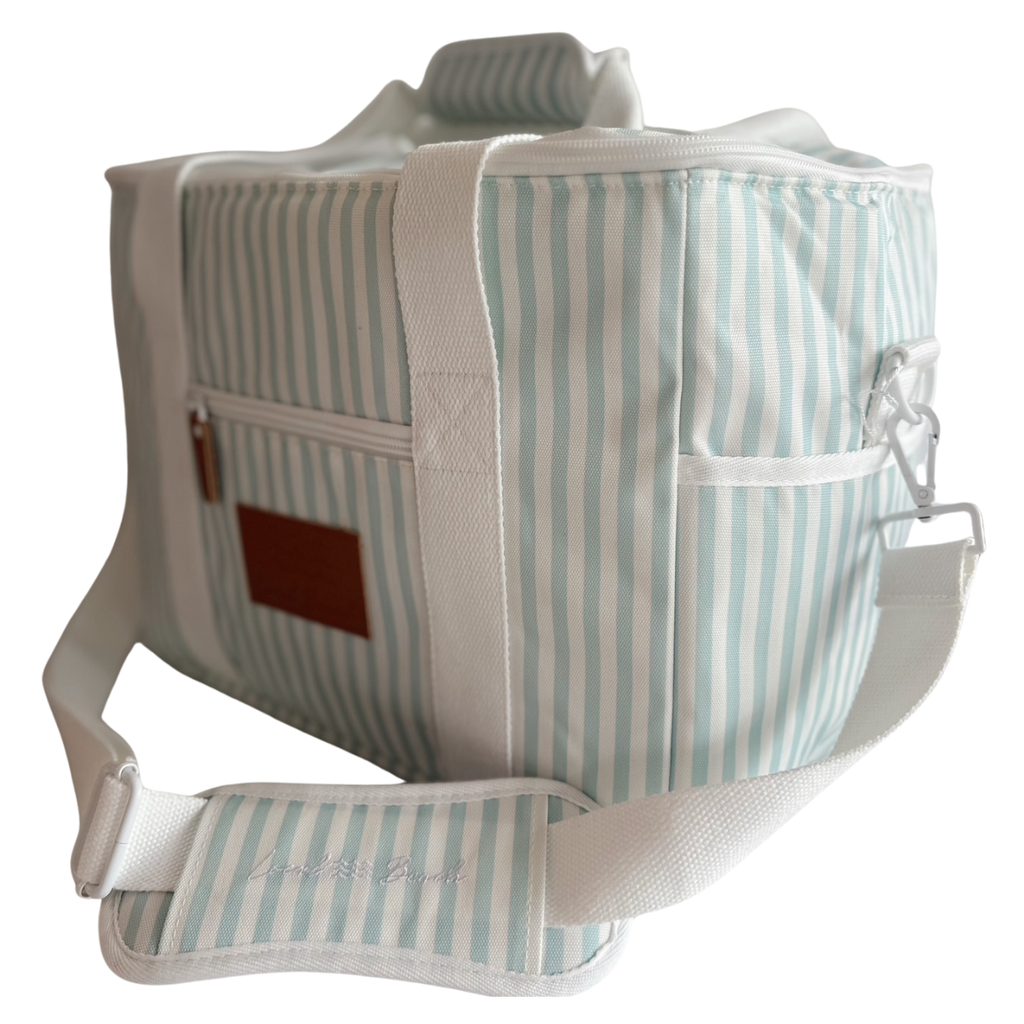 Local Beach Packable Canvas Stripe  Cooler-Pastel Blue
