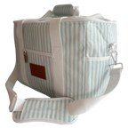 Local Beach Packable Canvas Stripe  Cooler-Pastel Blue