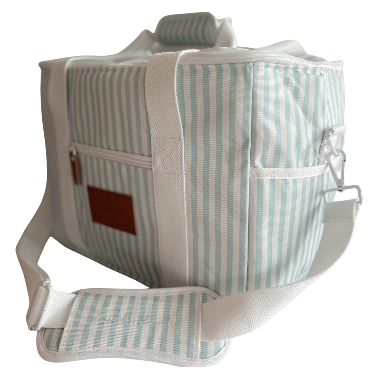 Local Beach Packable Canvas Stripe  Cooler-Pastel Blue