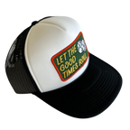 Local Beach Let The Good Times Roll Trucker Hat-Black/White