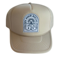 Local Beach Golden Hour Social Club Patch Trucker Hat-Tan