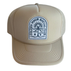 Local Beach Golden Hour Social Club Patch Trucker Hat-Tan