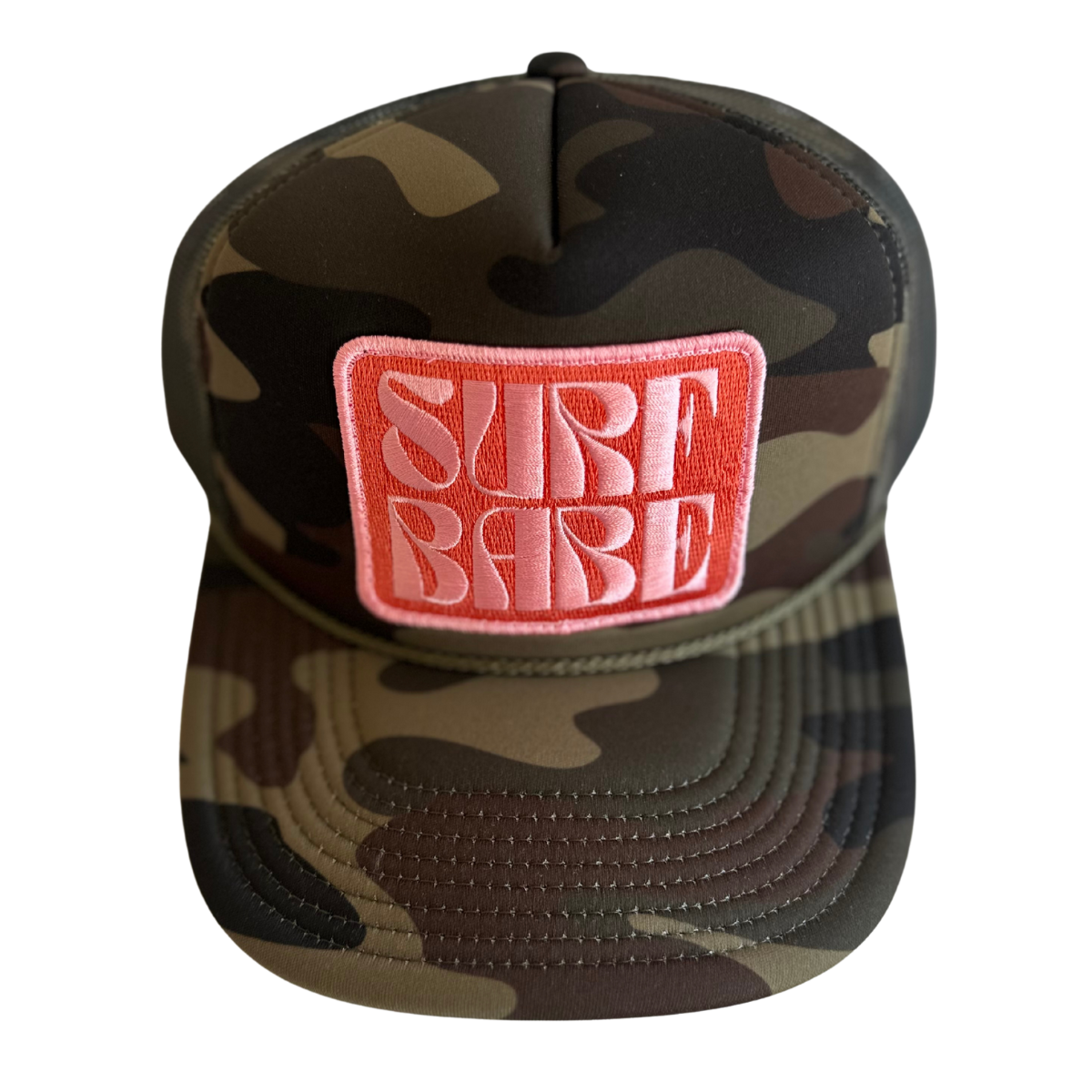 Local Beach Surf Babe Trucker Hat-Camo