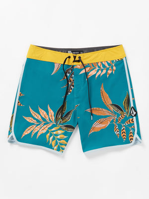 Volcom Lido Print Scallop Mod 19 Boardshorts-Ocean Teal