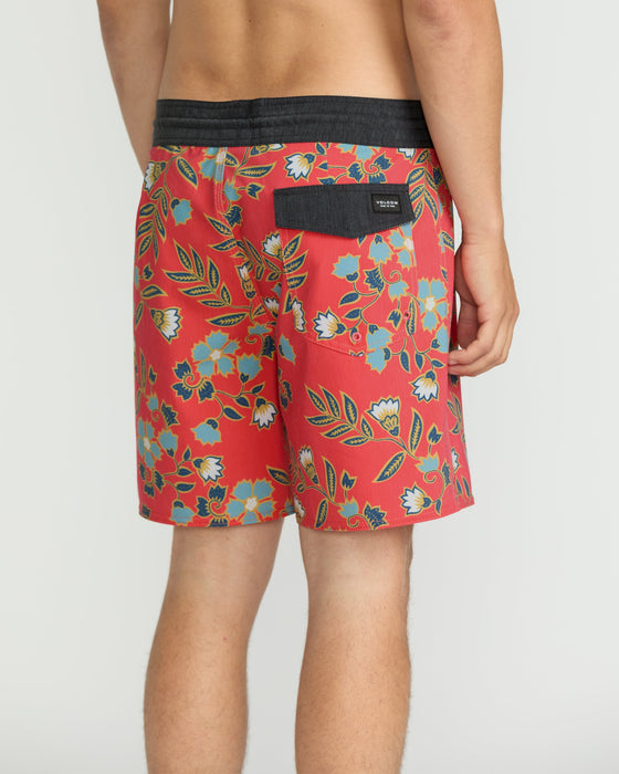 Volcom Psyche Cotton Stoney 17 Boardshorts-Chili Red