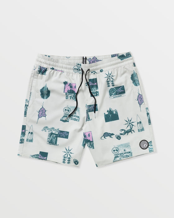Volcom Psyche Cotton Trunk 17 Boardshorts-Stone