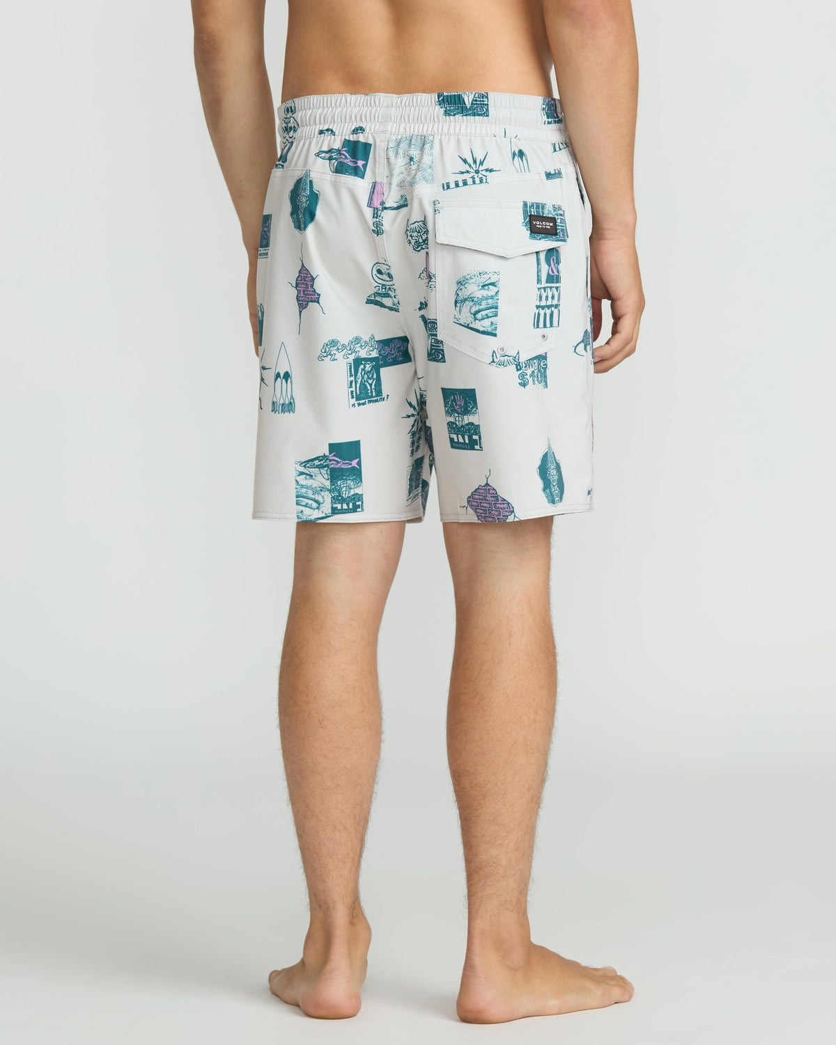 Volcom Psyche Cotton Trunk 17 Boardshorts-Stone