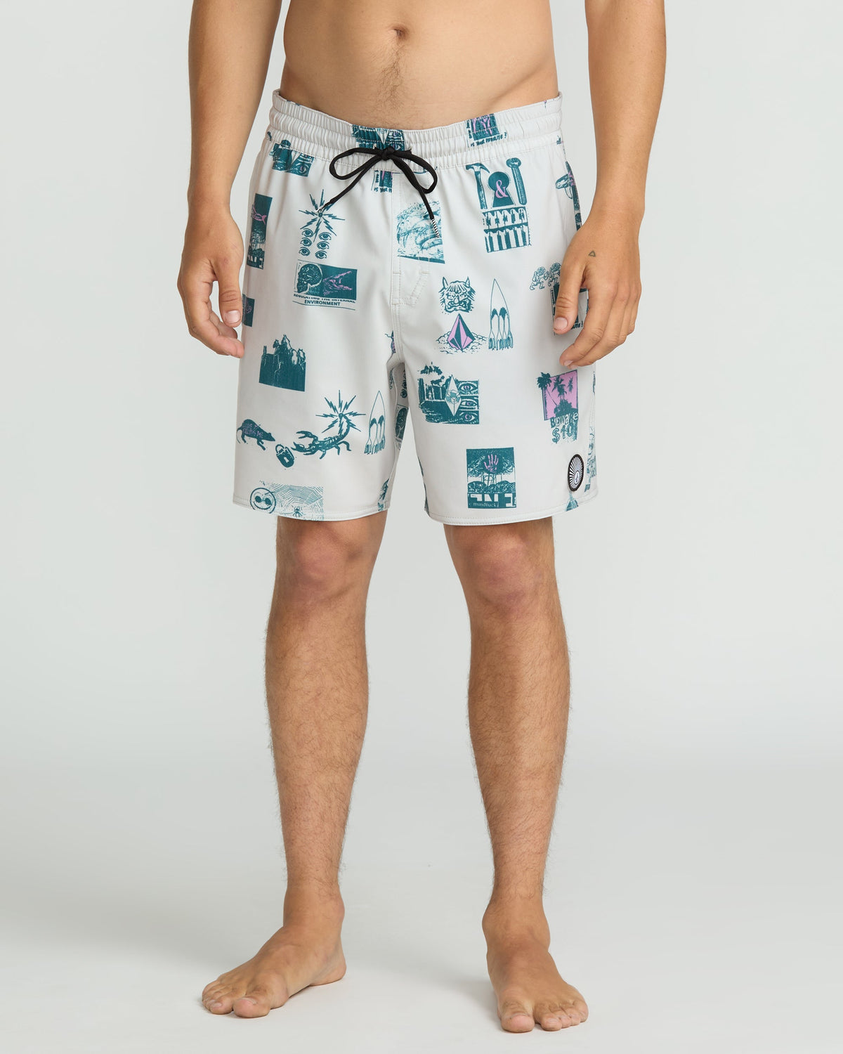 Volcom Psyche Cotton Trunk 17 Boardshorts-Stone