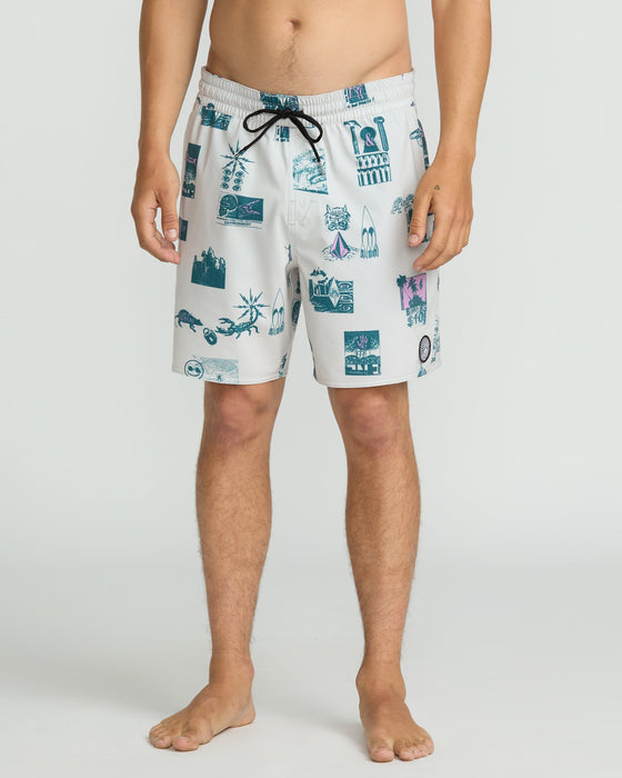Volcom Psyche Cotton Trunk 17 Boardshorts-Stone