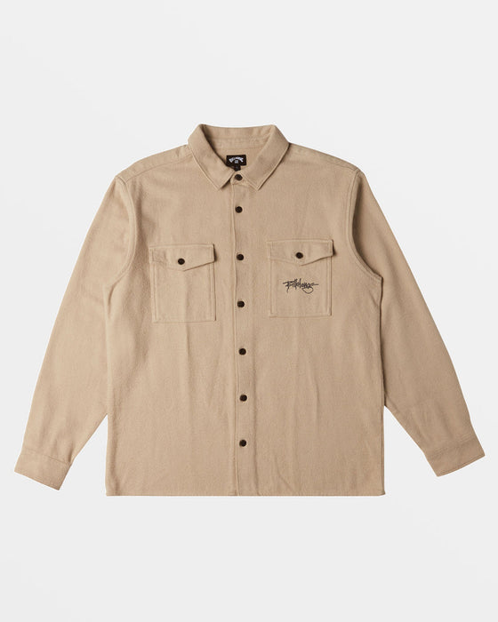 Billabong Bong Days Regular Fit Cotton Denim Button Up Shirt Sand