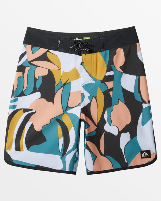 Quiksilver Youth Surfsilk Scallop 17 Boardshorts-Black