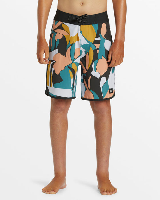 Quiksilver Youth Surfsilk Scallop 17 Boardshorts-Black