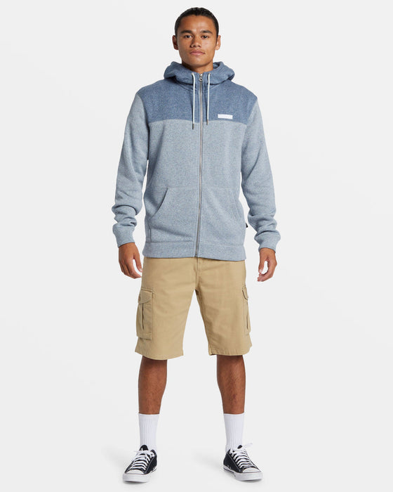 Quiksilver Keller Colorblock Fleece Lined Zip Hoodie Ice Flow Heather