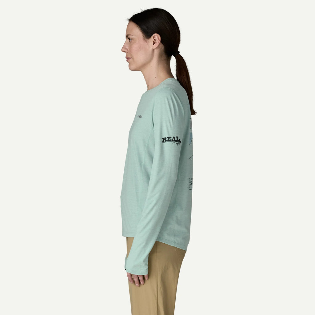 Patagonia x REAL W's L/S Cap Cool Peak Visions Sun Shirt-Thermal Blue